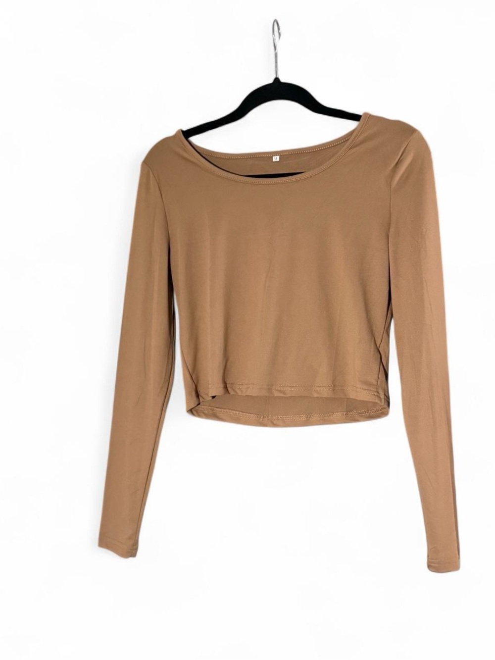 Women's Long Sleeve Crop Top - Tan